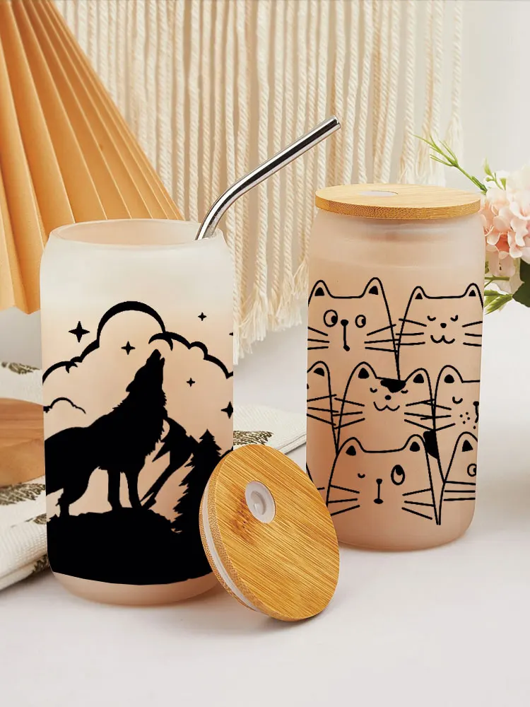 UV DTF Cats, cows, pigs Transfer Happy Juice Printed Sticker For The 16oz Libbey Glasses Wraps Bottles D3206