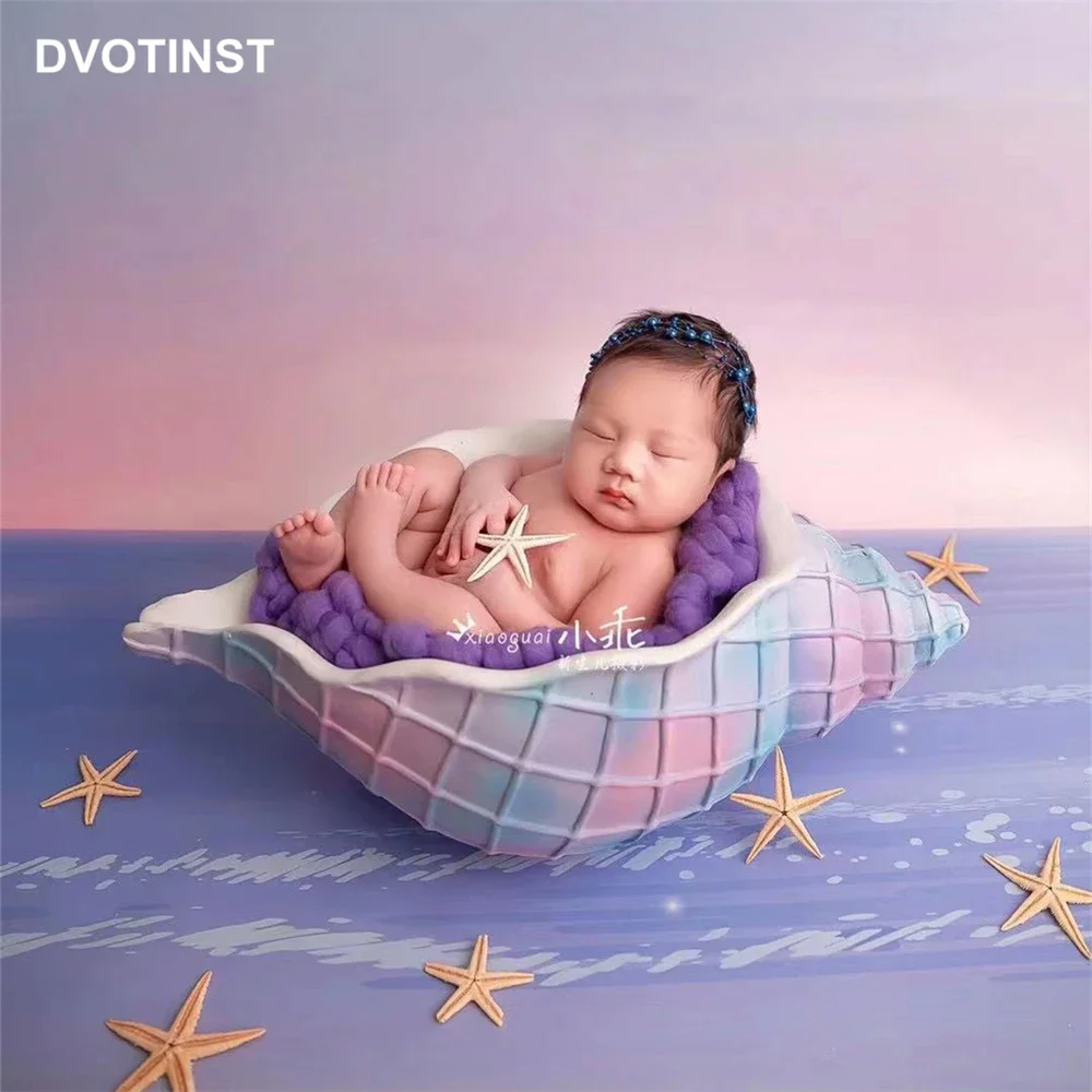 Dvotinst Newborn Photography Props for Baby Iron Posing Mini Conch Sea Theme Fotografia Backdrops Studio Shooting Photo Props