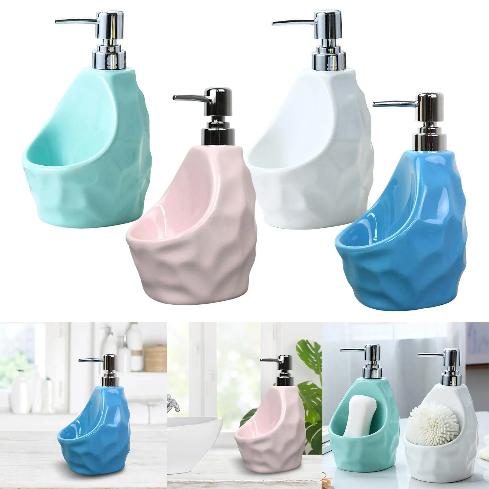 650ml Soap Dispenser Holds Stores Sponges Scrubbers Brushes Refillable Container