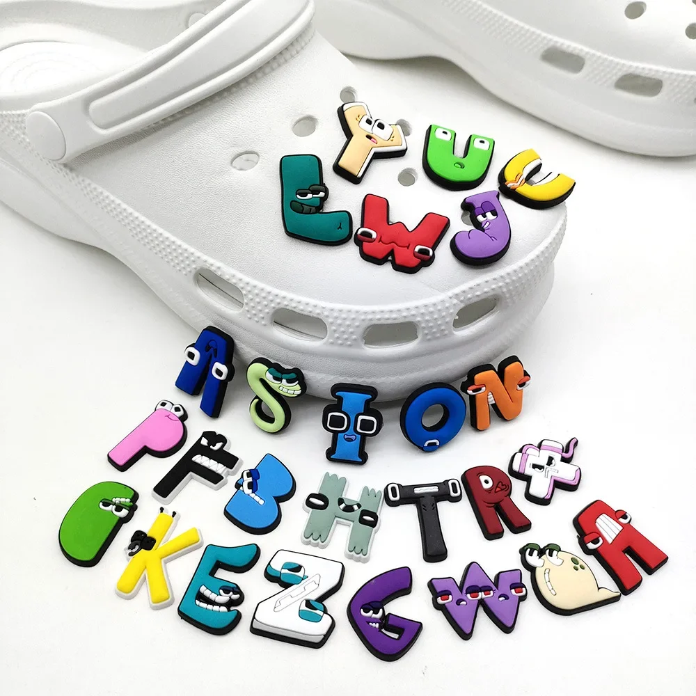 Nuovi 26 Pezzi Legend Of Letters Series Ciondoli Per Scarpe Per Crocs Accessori Per Scarpe Fai Da Te Decorazioni Sandali Decorare Per Crocs Regali Per