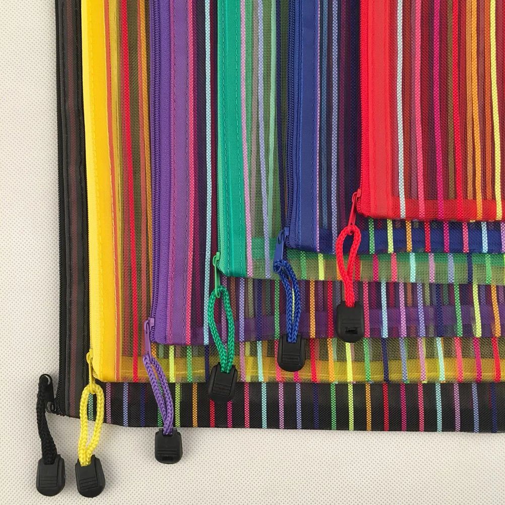 나일론 메쉬 지퍼 파일 보관 가방, 다채로운 파일 포켓, 문서 정리함 파우치, 3 개