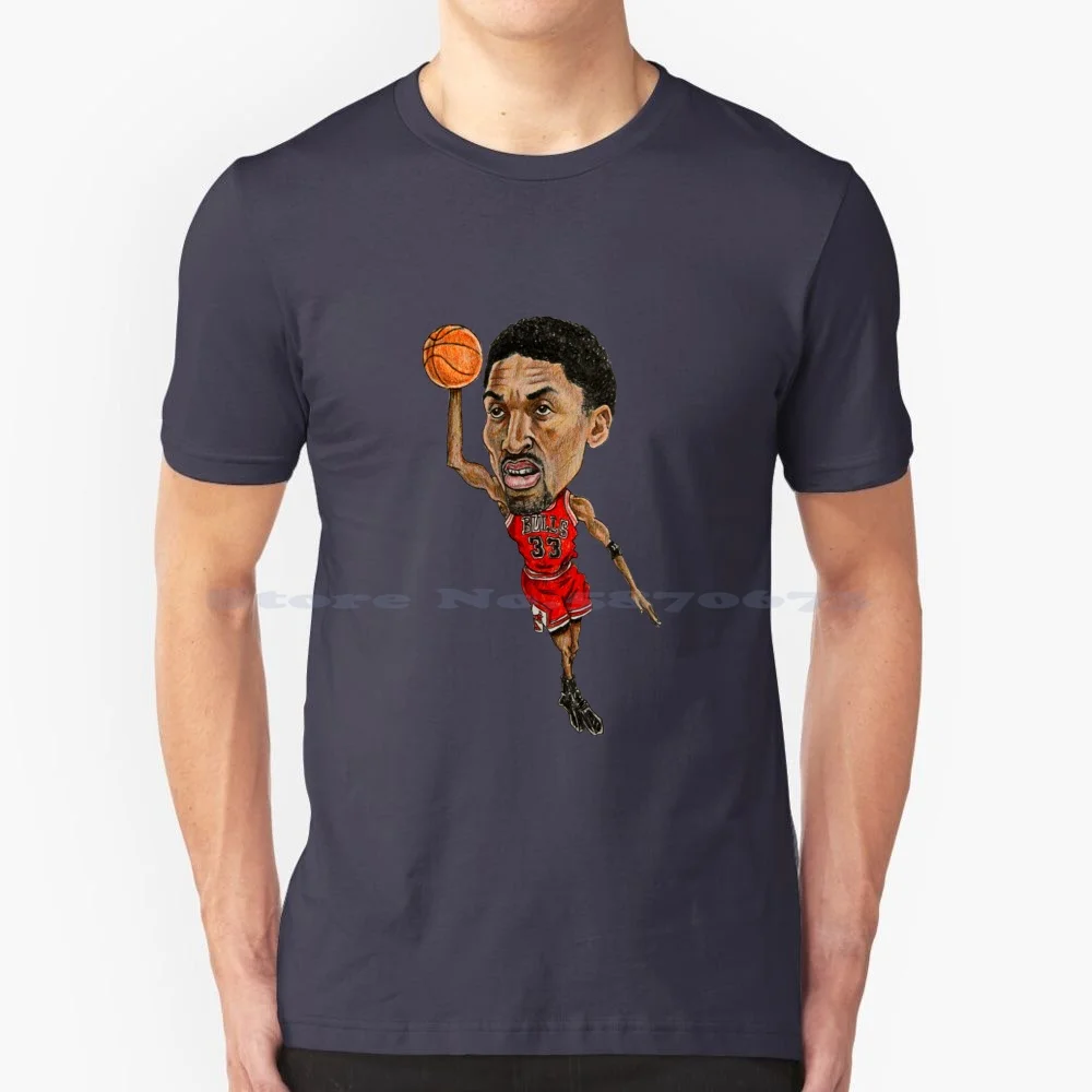 Pipp Caricature T Shirt 100% Cotone Tee Scottie Pippen Basket Jam Slam Champion Michael Old School Anni '90