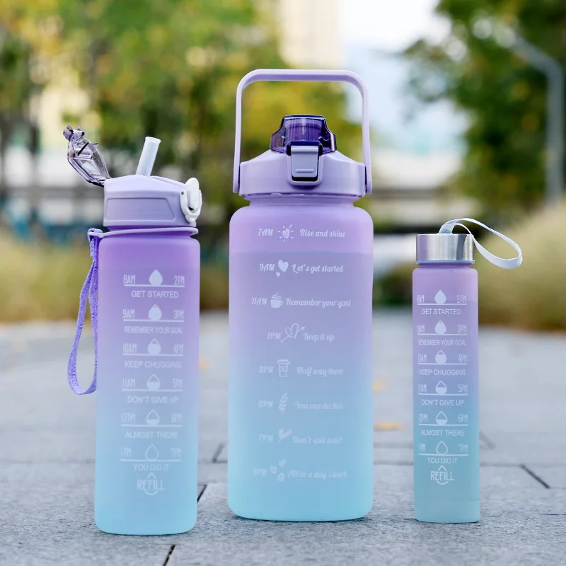 Gourde Sport Réutilisable 800 Ml - Avec Paille, Fermeture Clip, Anti-fuite, Thème Motivation Gym
