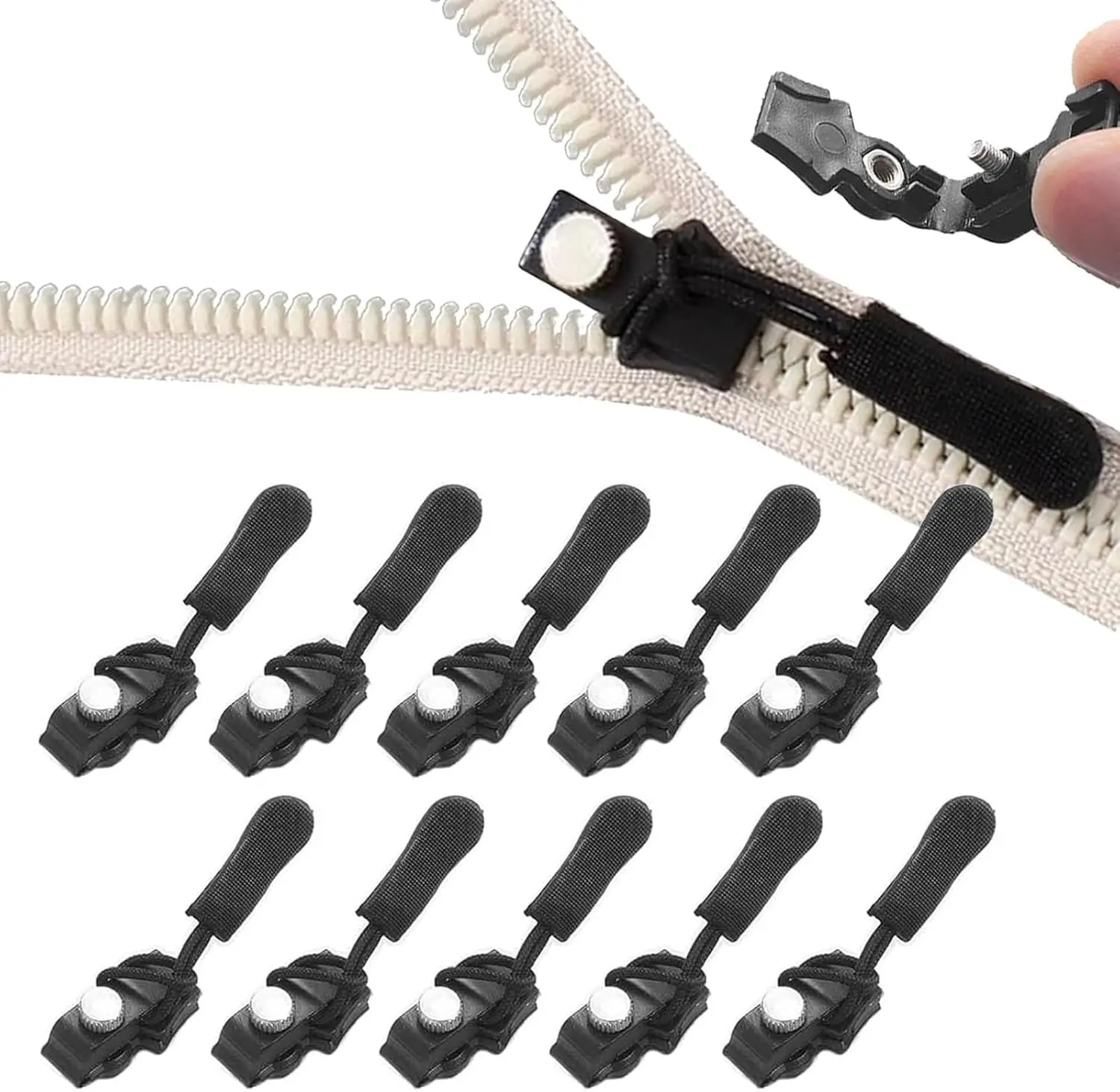 Zipper head repairer, replaceable zipper head, suitable for backpacks, suitcases, clothing jackets, 3 sizes available