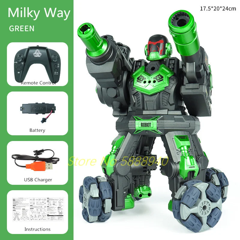 Multiplayer Combat Gesture Sensing Launch Water Bomb Remote Control Robot 2.4G 4WD 6 Life Auto Demo 360° Rotate RC Stunt Robot 5