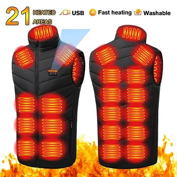 USB Heated Vest Winter Warm Hiking Heated Jacket Vest Outdoor Sports Men Ski Warming Heating Thermal Clothing 1