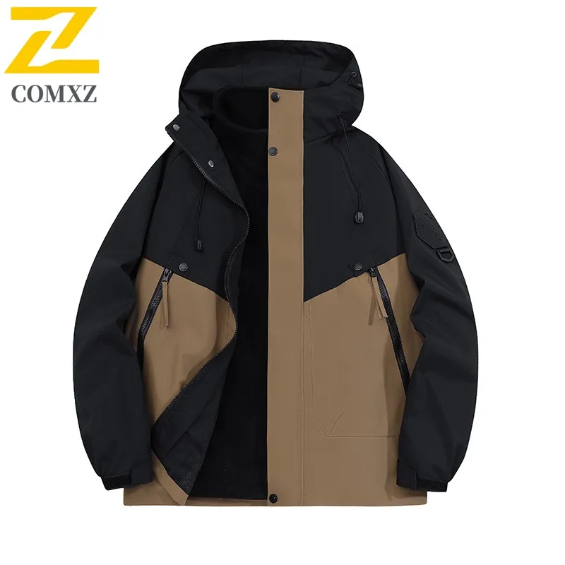 COMXZ Outdoor Mountaineering Casual Mens Jacket Warm Parka High Quality Hooded Travel Comfortable Cold Resistant Winter Jackets