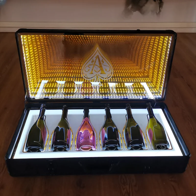 

Champagne Bottle Case Rechargeable LED Spade Ace Box 3pcs 5pcs 6pcs Bottle Container Wine Box Bar Party Night Club Show Case