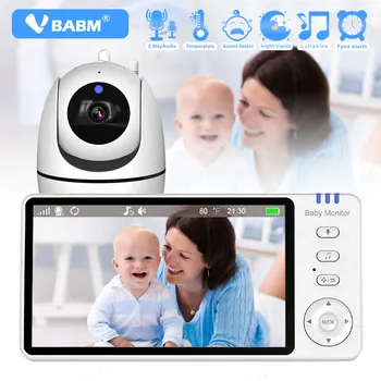 VBABM ABM501 Baby Monitor 5.0 Inch 3500mAh Battery Temperature detection Nanny PTZ Camera 2-way Audio VOX Lullaby Up USB Charge 1