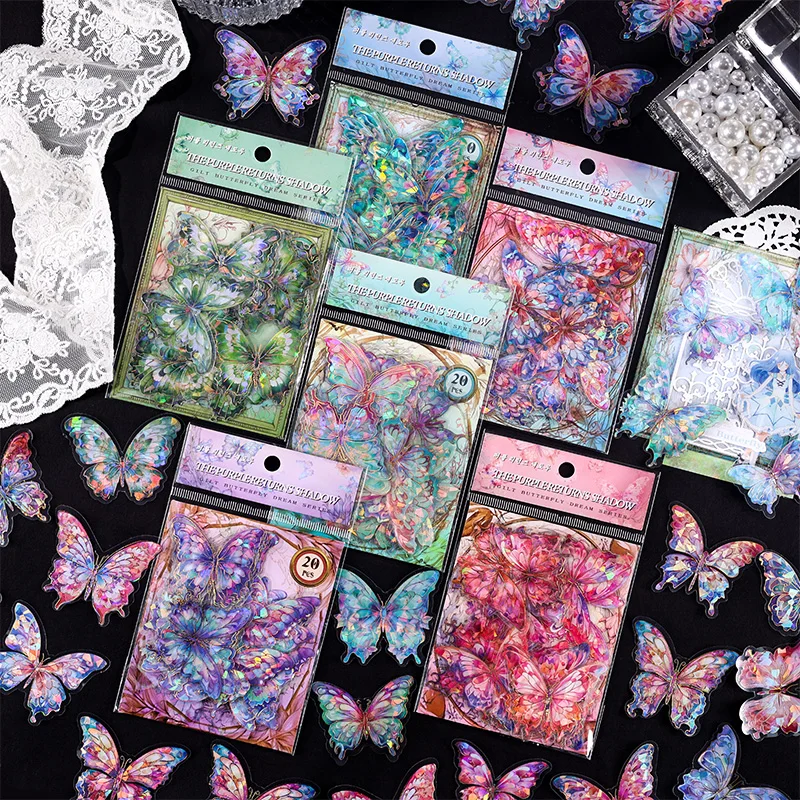 

12packs/LOT Dream of the Golden Butterfly series fresh creative decoration DIY PET stickers