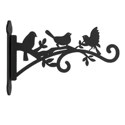 Decorative Bird & Leaf Wall - Mounted Plant Hanger - Elegant Heavy - Duty Outdoor Hook (TY - 326 1pc - Black)