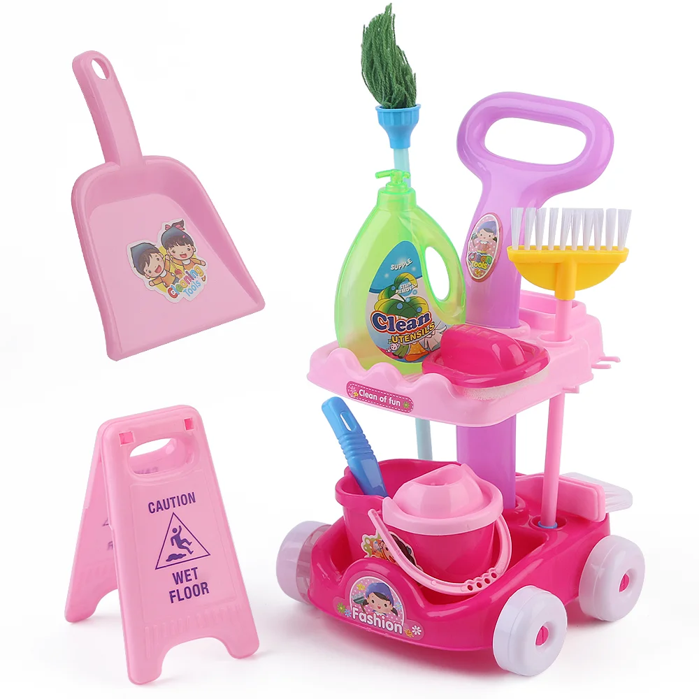Pretend Play Set For Ages 3+ Toddler Toy Cleaning Set Kids Broom And Mop Set 10 Piece
