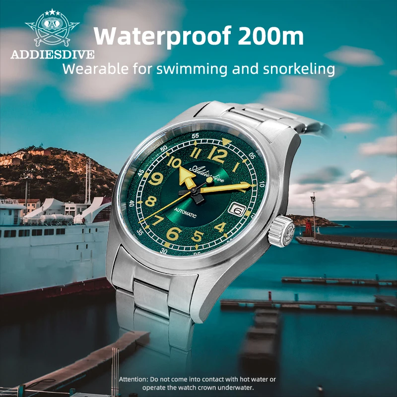 ADDIESDIVE Top Brand Automatic Mechanical Watch AD2055 39mm NH35A Simple Luxury Watches 200M Diving Luminous Wristwatch For Men