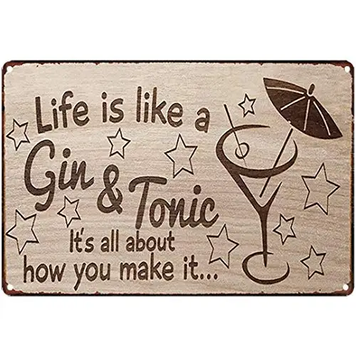 

Original retro design Life is A Like Gin Tin Metal Signs Wall Art | Thick Tinplate Print Poster Wall Decoration for Bar
