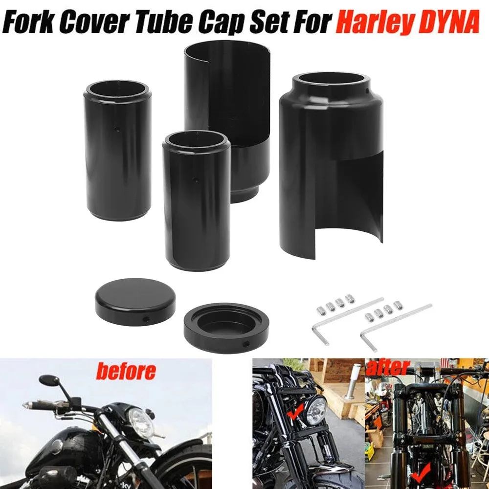 

Motorcycle Complete Tube Protective Black Full Front Fork Cover Set For Harley Davidson Dyna 06-17 Damping Sleeve