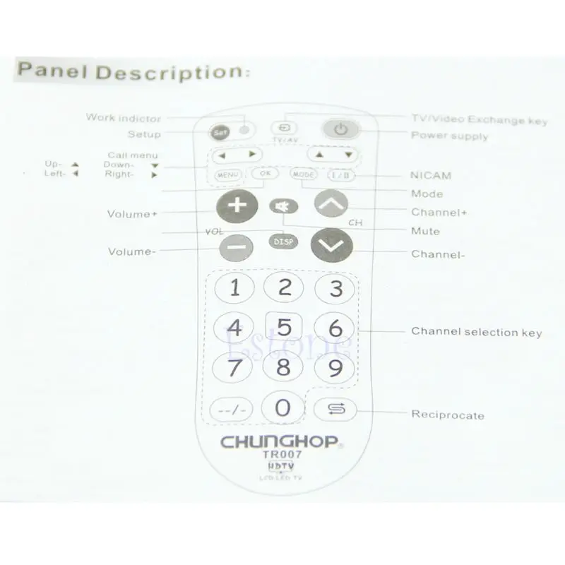 

Y1UB Remote Control With LED Menu and Keys for Commonly Used Function Remote Control for Most Models Controller