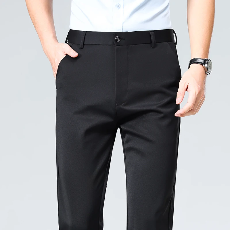 Plus Size Trousers Men Business Suit Pants Stretch Formal Dress Pants Big Man Classic Black Trousers 5