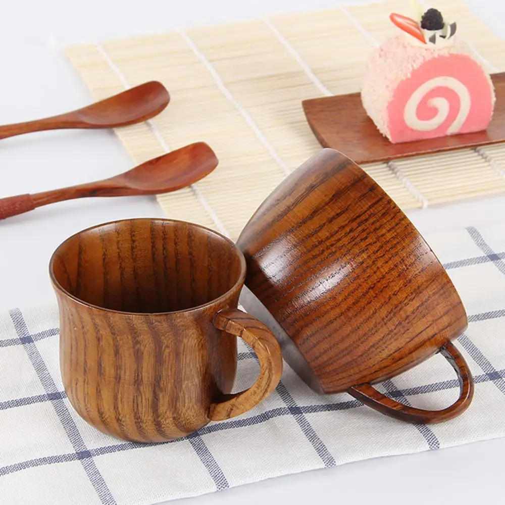 Natural Spruce Wood Cups Wooden Big Belly Cups Handmade Kitchen Beer Mug Tea Coffee Milk Water Cup Kitchen Bar Drinkware Mugs