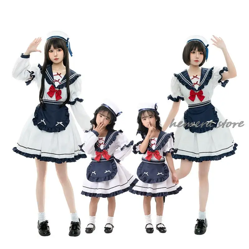 

Japanese Kawaii JK Uniform Lolita Halloween Costumes For Women Sweet Sailor Uniform Blue White Bow Knot Party Maids Outfit 2023