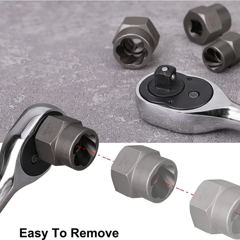 13 Piece Nut Extractor Socket Impact Bolt Nut Damaged Screw Remover Tool Set Socket Wrench Kit 6.35 -19m Box