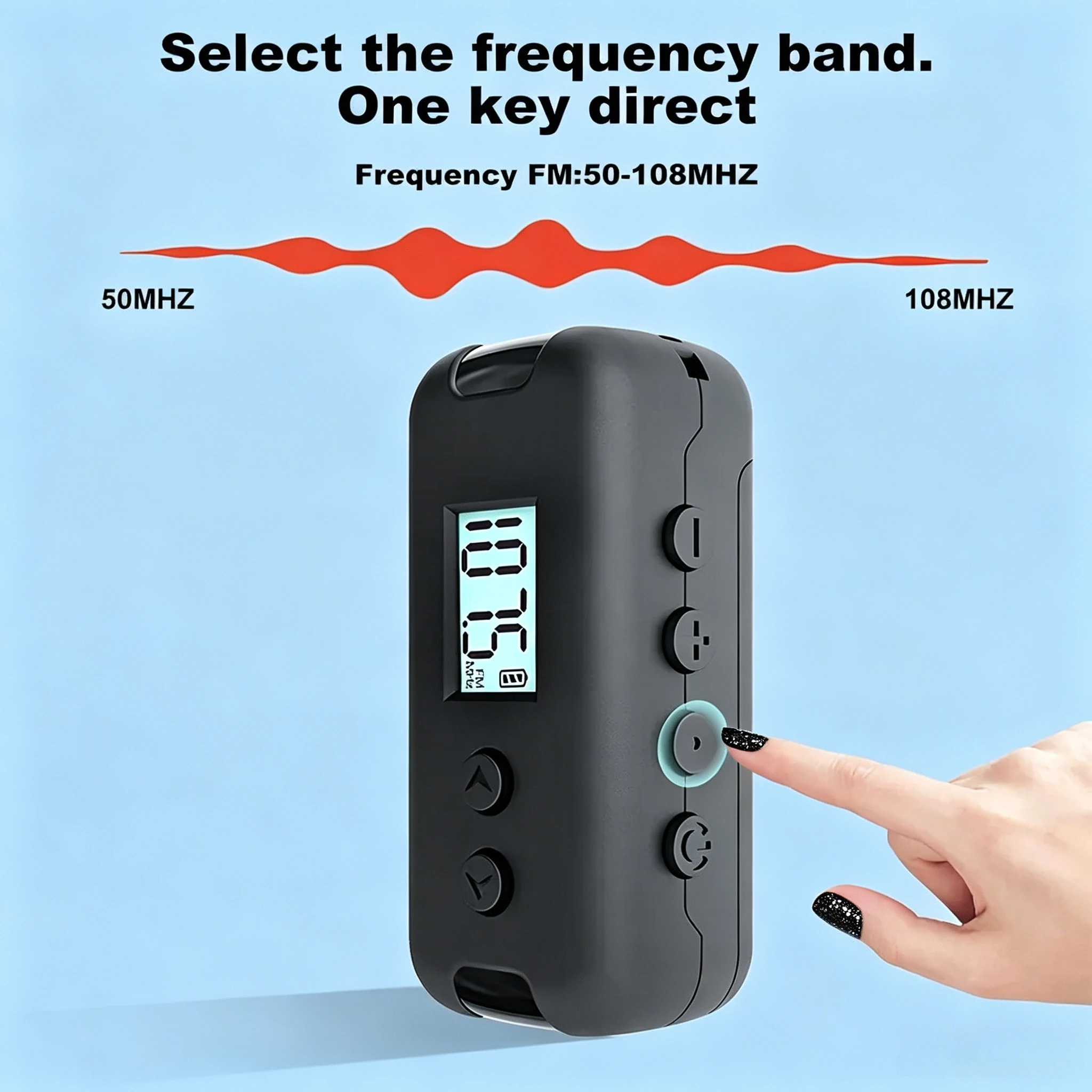 미니 휴대용 FM 라디오 방송 수신기 휴대용 LCD 디스플레이 50-108MHz 야외 스포츠 라디오