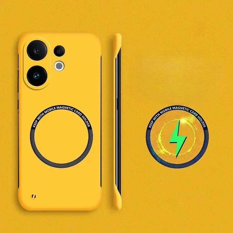 Ultra-Thin Frameless Magnetic Phone Case with Matte Hard Back Cover and Wireless Charging Compatibility