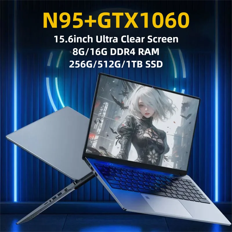 15.6" Slim Gaming Laptop Intel N95 GTX1060 Keyboard Backlight Portable Laptops notbook computer pc Windows 11 cheap price deals