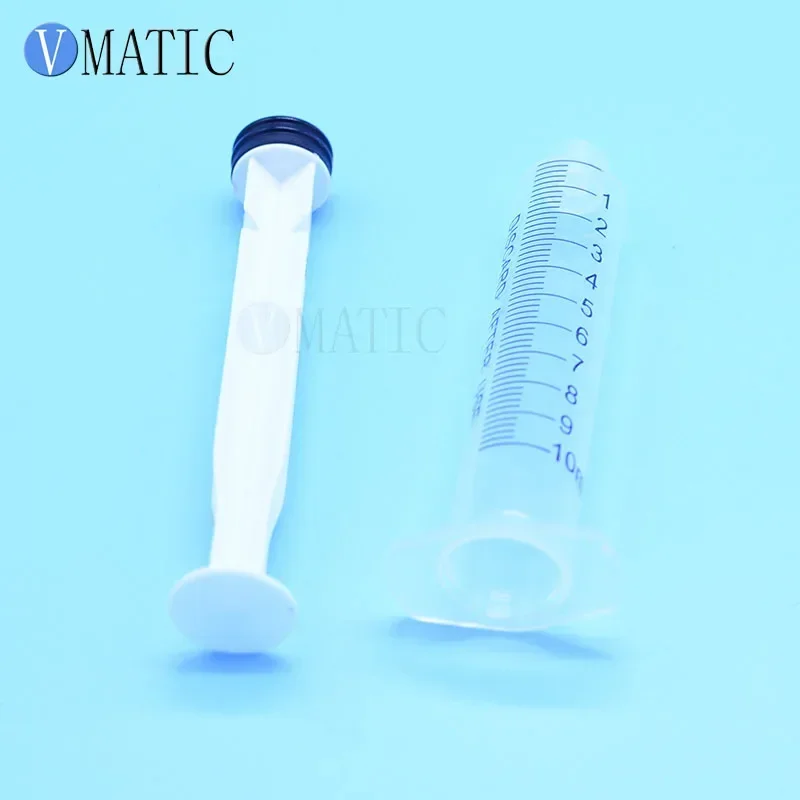 Non Sterilized 5 Pcs Dispensing Plastic Manual Luer Lock Syringes 10Ml/Cc With Needle Tips 1 Inch & Caps/Stopper