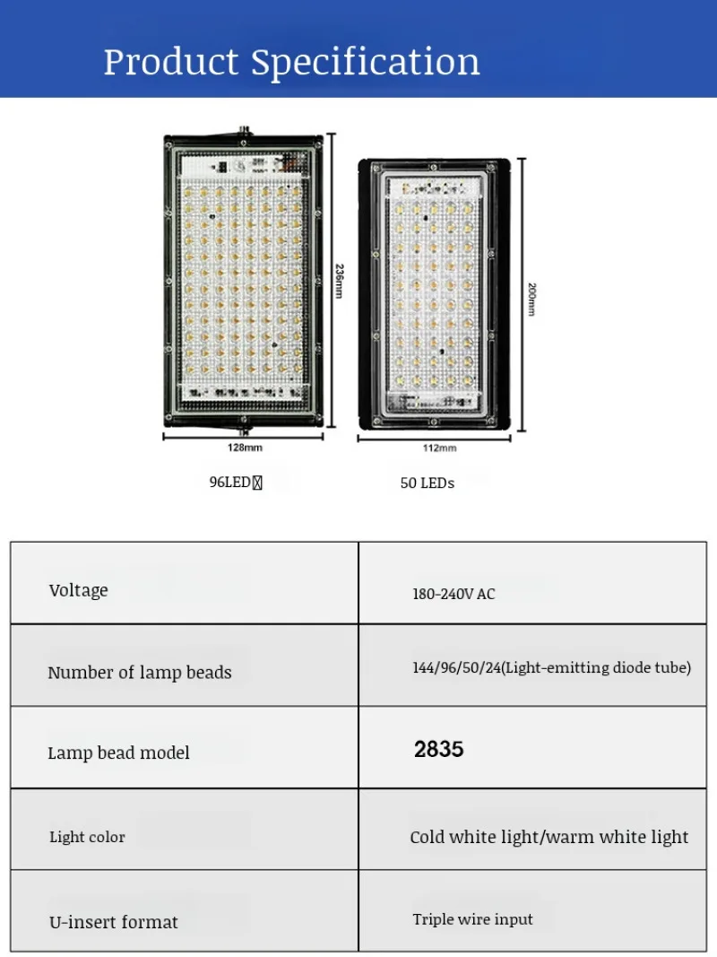 야외 LED 투광 조명, AC 220V, IP65 방수 스포트라이트, LED 반사판, 거리 벽 투광 조명