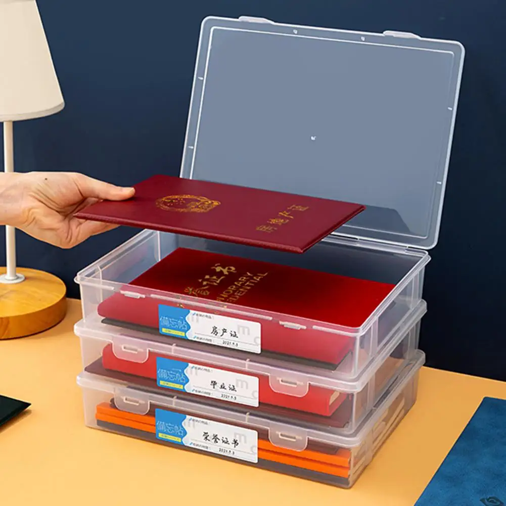 Storage Box File Folder S/M/L Transparent Classification File Box A4 Portable Folder Plastic Storage Box Portable Office School Teacher Student
