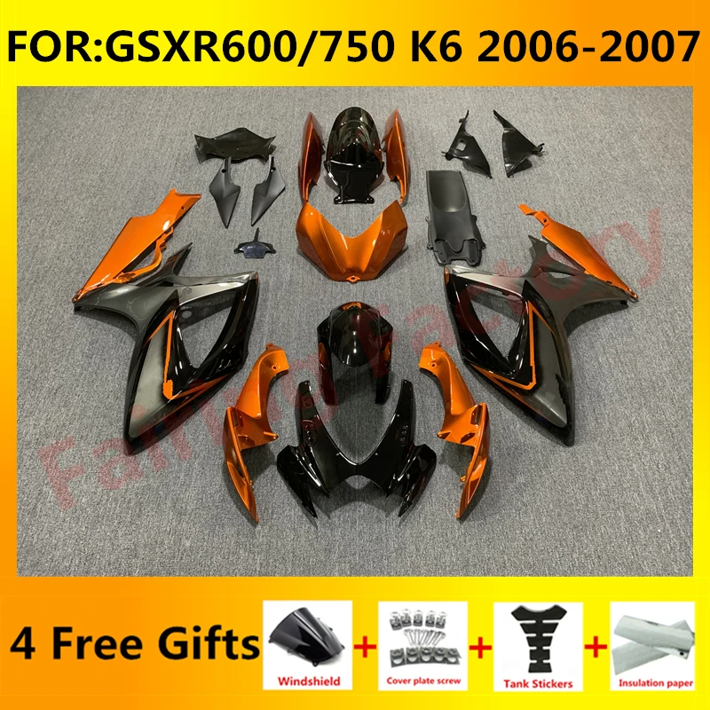 

NEW ABS Motorcycle Whole Fairing kit fit for GSXR600 750 06 07 GSXR 600 GSX-R750 K6 2006 2007 full Fairings kits black orange
