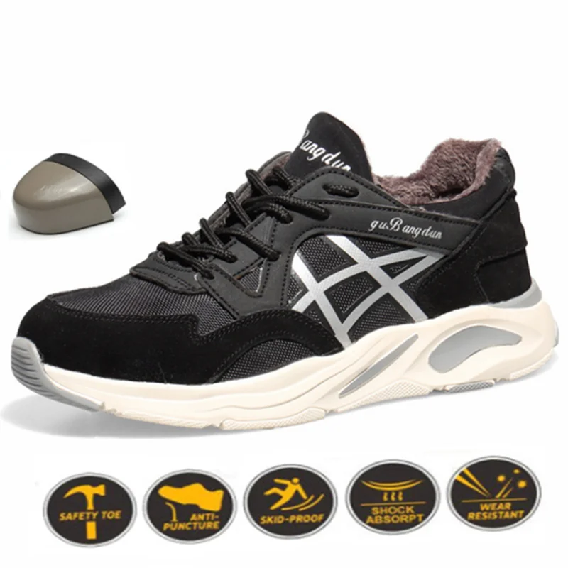 

Winter Boots Men's AIR Mesh Breathable Warm Work Shoes Lightweight Comfortable Steel Toe Cap Indestructible Safety Shoes