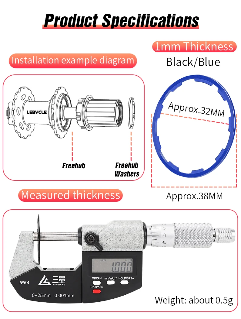 Lebycle Mtb 도로 자전거 허브 바디 스페이서 알루미늄 합금 와셔 1.5mm 2.5mm 도로 자전거 HG 카세트 Freewheel에 적합