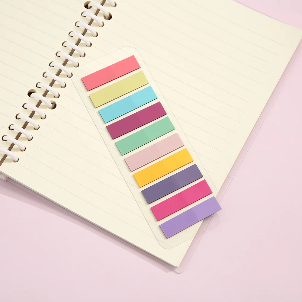 Vibrant Transparent Colorful Index Sticker Memo Pad - 200 Sheets Self-Adhesive Sticky Notes