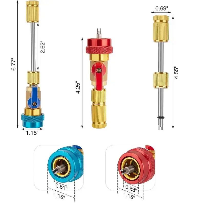 

AC Valve Core Remover Air Conditioning Valve Core Quick Remover Installer High Low Pressure Tool Auto Internal Air-conditioning