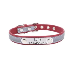 Personalized Engraved PU Leather Dog Collar - Custom Gift for Pet Lovers, Adjustable for All Dog Sizes (Red)