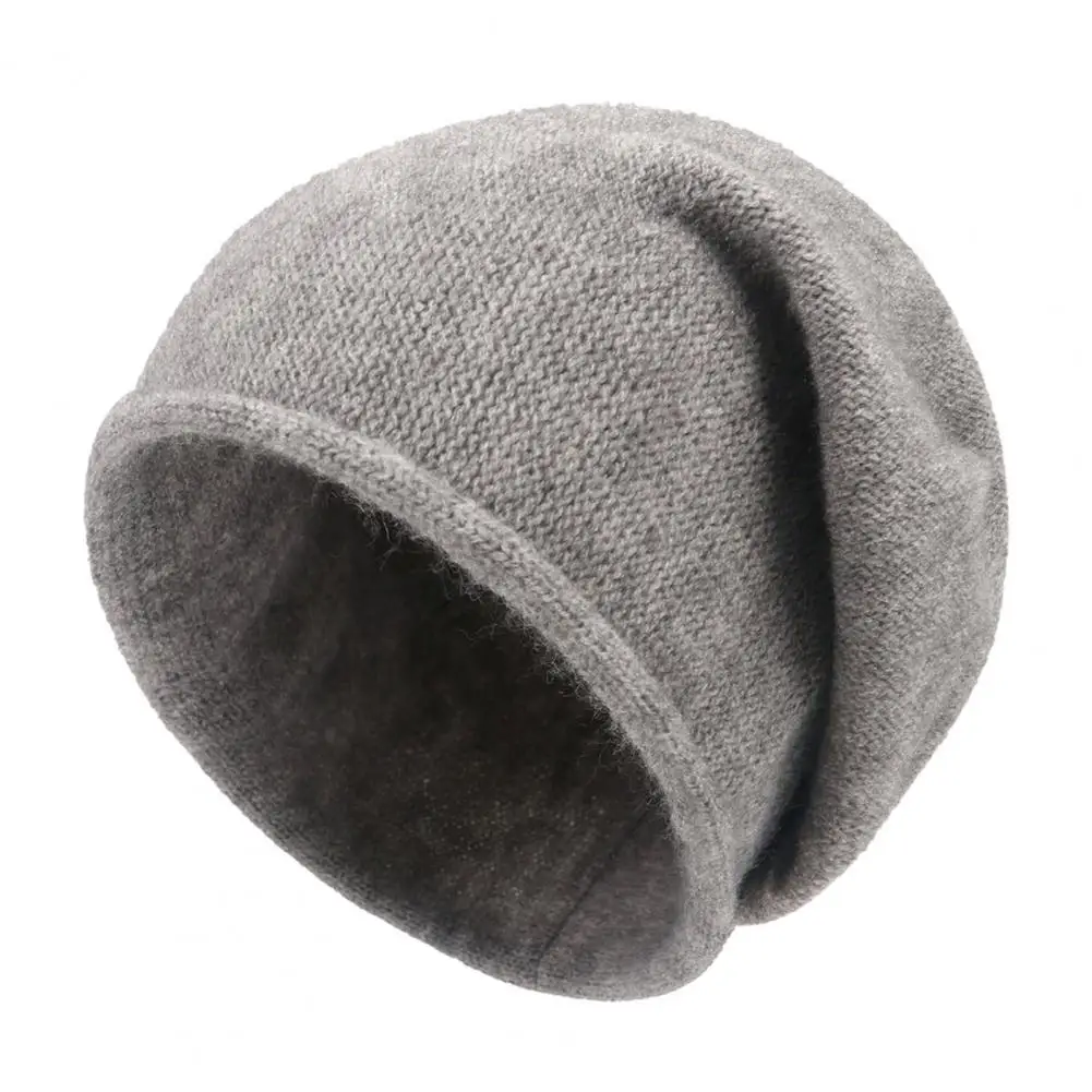 Autumn Winter Hat Cozy Knitted Women's Winter Hat Elastic Thick Warm Beanie Cap for Cold Weather Soft Stylish Solid Color Lady's