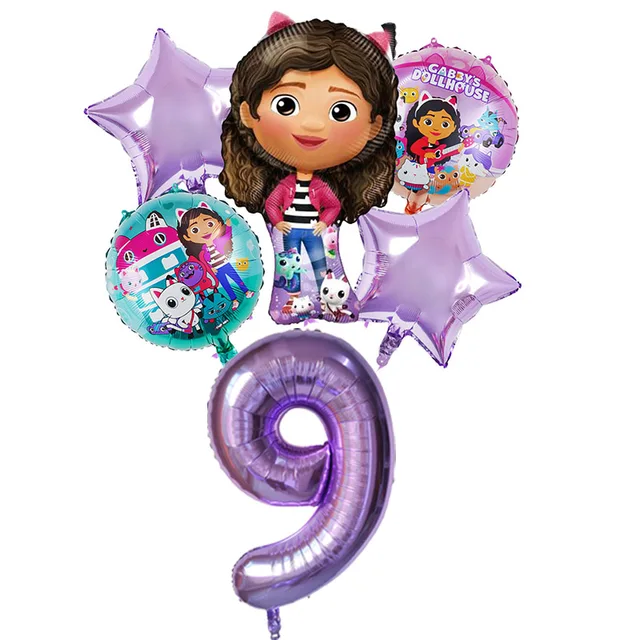Ensemble de ballons pour maison de poupée Gabby, 6 pièces, fournitures de décoration de fête d'anniversaire pour filles, ballons à hélium pour réception-cadeau pour bébé 5