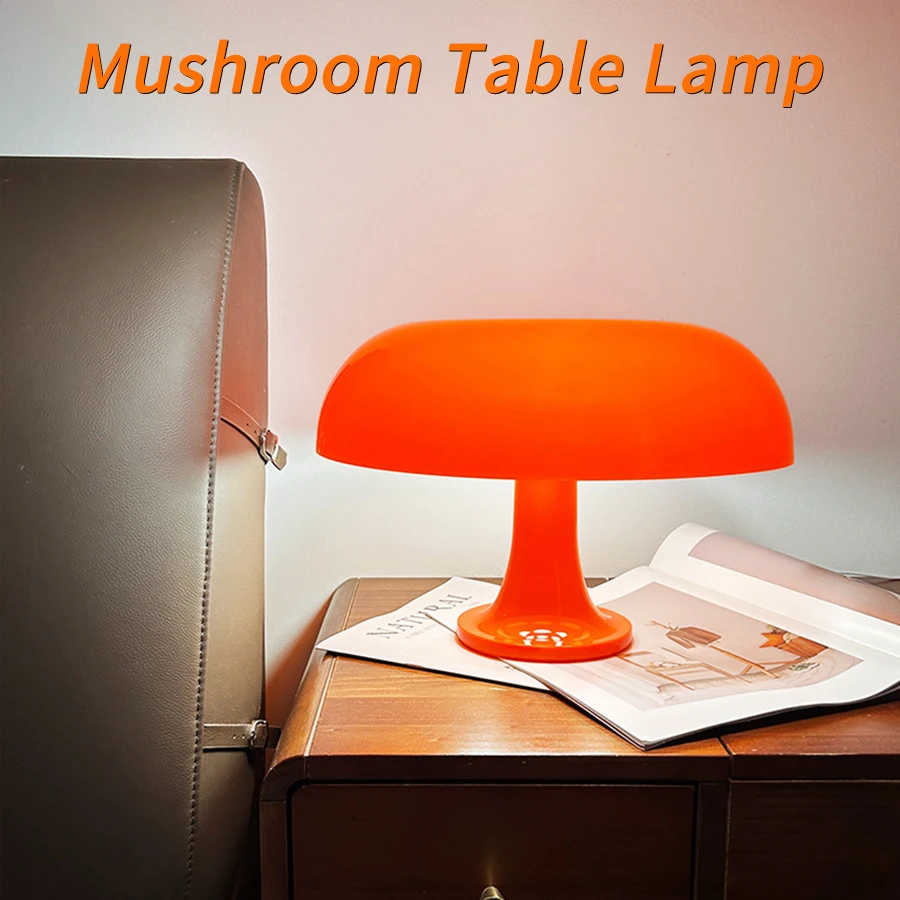USB 5V Big Mushroom LED Desk Lamp Orange White 3 Light Colors Bedside Table Hotel Bedroom Home Decor Office Study Reading Light