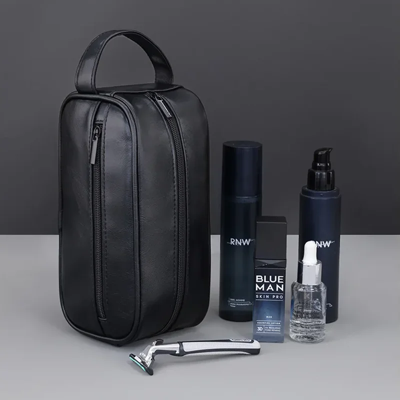 Men's Toiletry Bag Business Waterproof Wash Organizer Shaving Bag Pu Leather Cosmetic Bags Travel Lady Toiletries Makeup Handbag 4