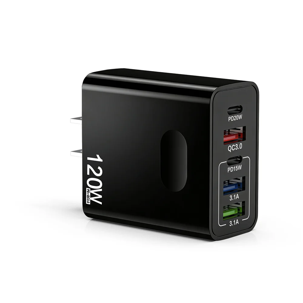 Зарядний пристрій USB C 120 Вт 5 в 1, адаптер для швидкого заряджання телефонів, для iPhone, Samsung, Xiaomi, з вилкою для ЄС/США/Великобританії, зарядний пристрій для швидкого заряджання.
