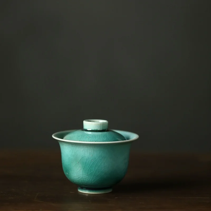 

Jingdezhen Ercai Cover Teacup Small Single Tea Making Handmade Tire Ice Crack Porcelain Kung Fu Tea Set Household