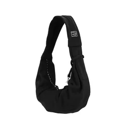 Portable Pet Shoulder Bag with Phone Pocket - Outdoor Travel Carrier (Black)