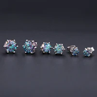 GEM'S BALLET Round Cut Pink Grey Yellow Moissanite Stud Wedding Earrings in 925 Sterling Silver Moissanite Six Prongs Earrings - Image 4