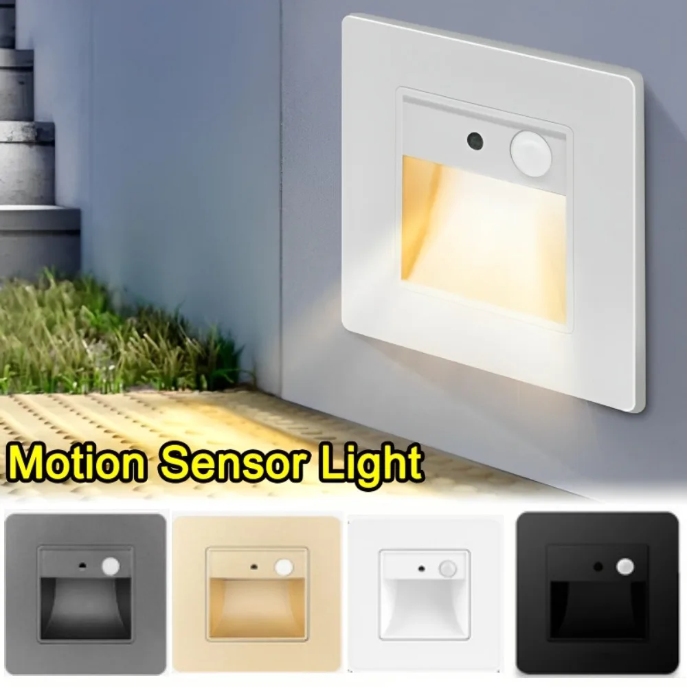Indoor Outdoor Wall Light Footlights Night Lights Household Square Sensor Staircase Aisle Night Light Recessed Footlights