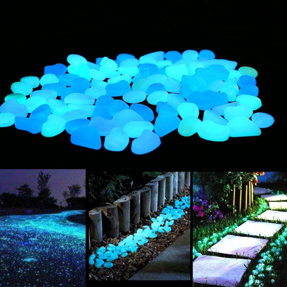 50pcs Luminous Stones Glow In The Dark Pebbles Glow In Dark Garden Pebbles Fish Tank Decoration