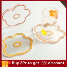 

Acrylic Coasters Drink Home Counters Flower Korean Creative Kitchen Dining Living Room Transparent Patio Coffee Table Placemat