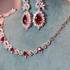 Bridal necklace Red gemstone wedding dress Earrings Set Strapless dress Accessories Wedding dinner accessories luxury jewelry 3
