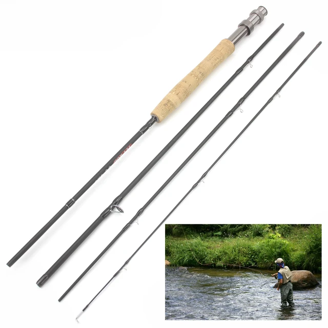 Lightweight Compact Fly Fishing Rod and Reel Combo - Full Kit - 2.4m Length