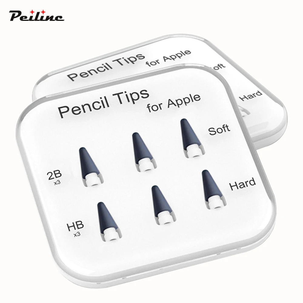 Peilinc Pencil Tips Per Apple Pencil 1St / 2Nd Logitech Crayon, 2B Soft Double-Layered Ipad Pencil Tip, Pennino Stilo Bianco E Nero